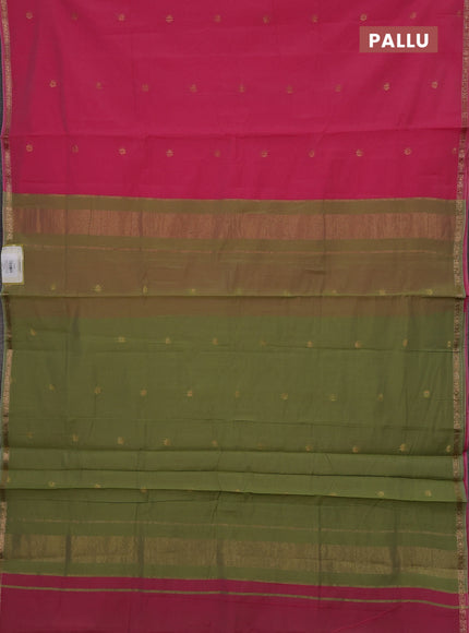 Pink & Elaichi Green Semi Maheshwari Cotton - Buttas