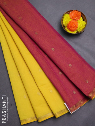 Yellow & Maroon Semi Maheshwari Cotton - Buttas