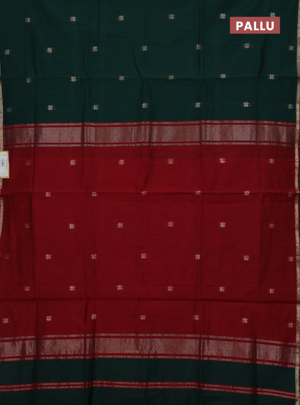 Bottle Green & Maroon Semi Maheshwari Cotton - Buttas