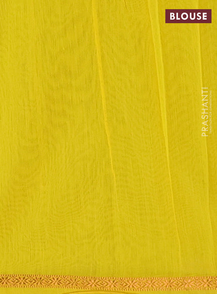 Purple & Lime Yellow Semi Maheshwari Cotton - Buttas
