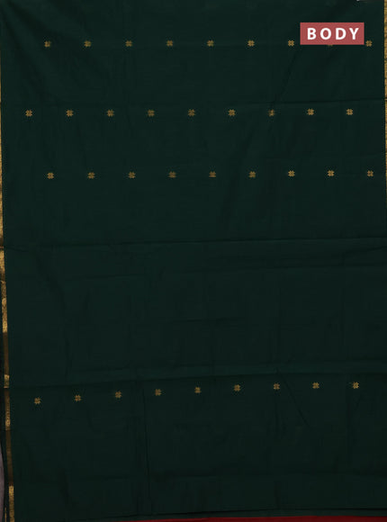 Bottle Green & Maroon Semi Maheshwari Cotton - Buttas