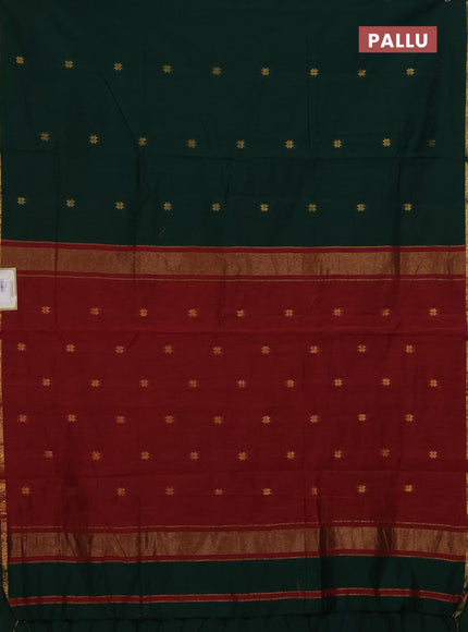 Bottle Green & Maroon Semi Maheshwari Cotton - Buttas