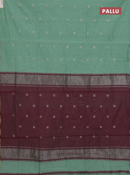 Pastel Green & Maroon Semi Maheshwari Cotton - Buttas