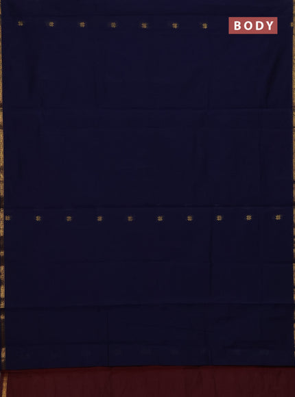Navy Blue & Maroon Semi Maheshwari Cotton - Buttas