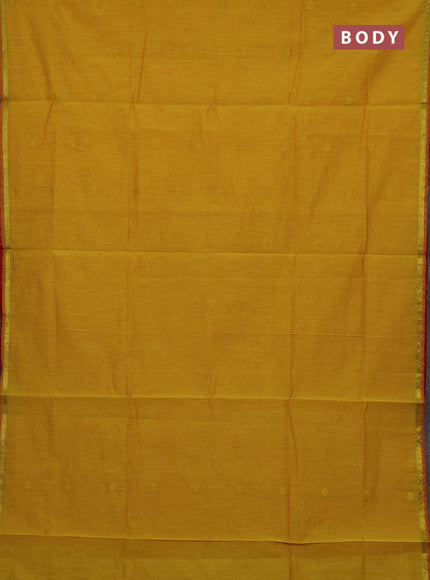 Mustard Yellow & Red Semi Maheshwari Cotton - Buttas