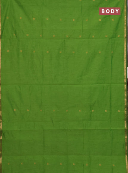 Green & Wine Semi Maheshwari Cotton - Buttas