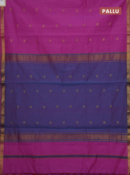 Pink & Blue Semi Maheshwari Cotton - Buttas