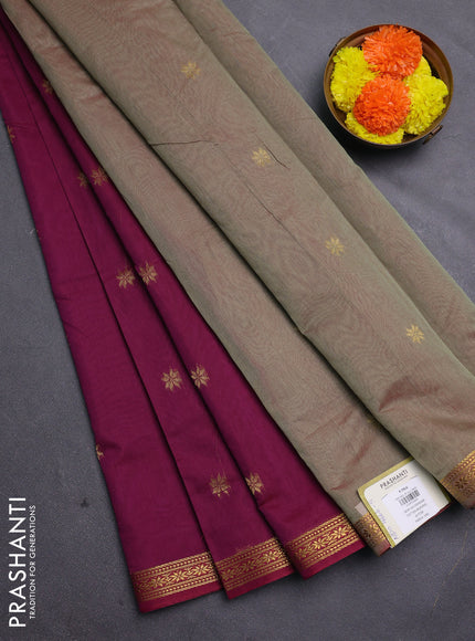 Magenta Pink & Elaichi Green Semi Maheshwari Cotton - Buttas