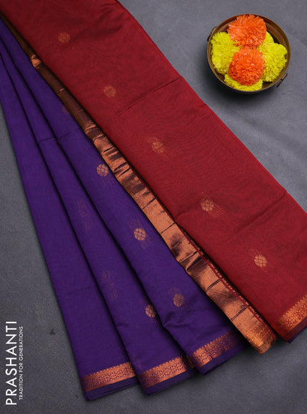 Purple & Maroon Semi Maheshwari Cotton - Buttas