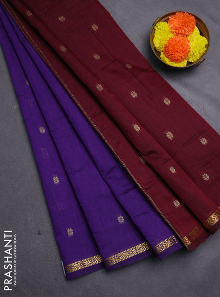 Purple & Maroon Semi Maheshwari Cotton - Buttas