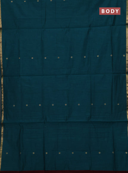 Peacock Green & Maroon Semi Maheshwari Cotton - Buttas