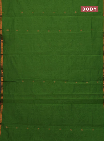 Green & Purple Semi Maheshwari Cotton - Buttas