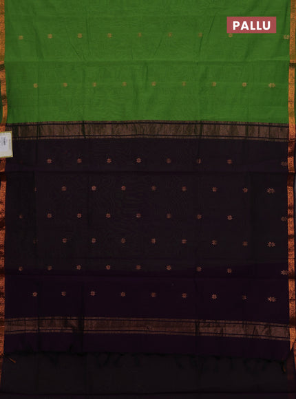 Green & Purple Semi Maheshwari Cotton - Buttas