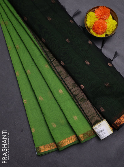 Green & Bottle Green Semi Maheshwari Cotton - Buttas