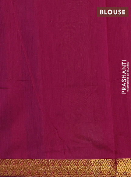 Navy Blue and Pink Semi Maheshwari Cotton - Buttas