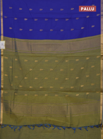 Blue & Green Semi Maheshwari Cotton - Buttas