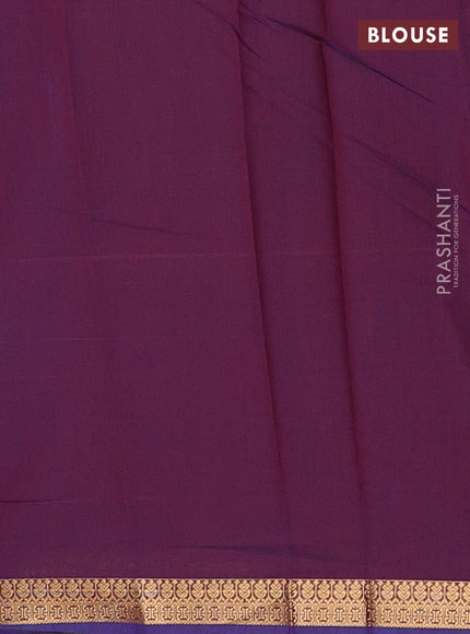 Blue & Wine Semi Maheshwari Cotton - Buttas