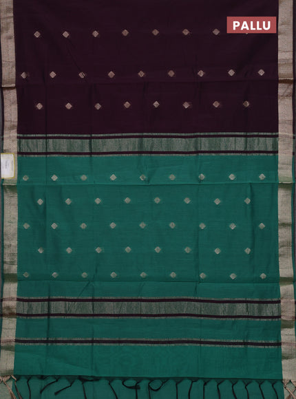 Wine & Pastel Green Semi Maheshwari Cotton - Buttas