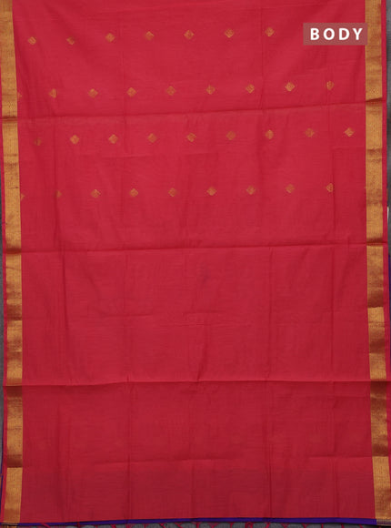 Candy Pink & Violet Semi Maheshwari Cotton - Buttas