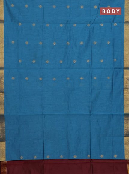 Blue & Maroon Semi Maheshwari Cotton - Buttas