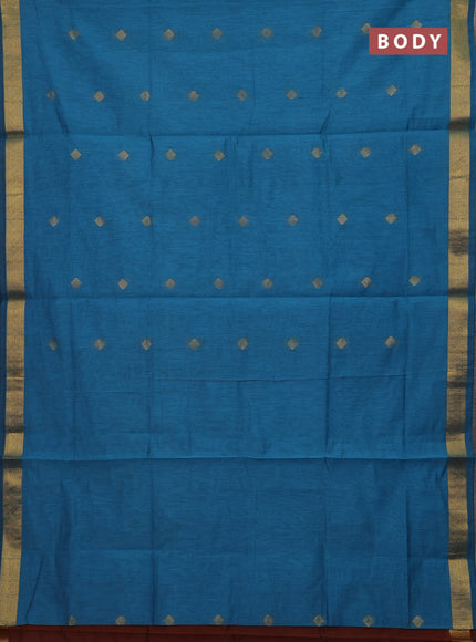 Blue & Brown Semi Maheshwari Cotton - Buttas