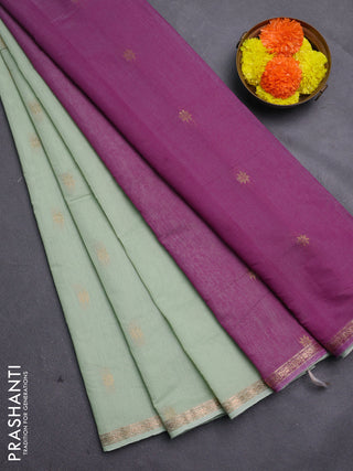 Purple & Elaichi Green Semi Maheshwari Cotton - Buttas