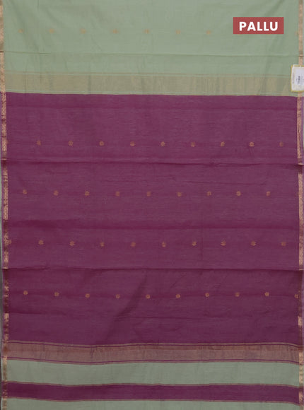 Purple & Elaichi Green Semi Maheshwari Cotton - Buttas