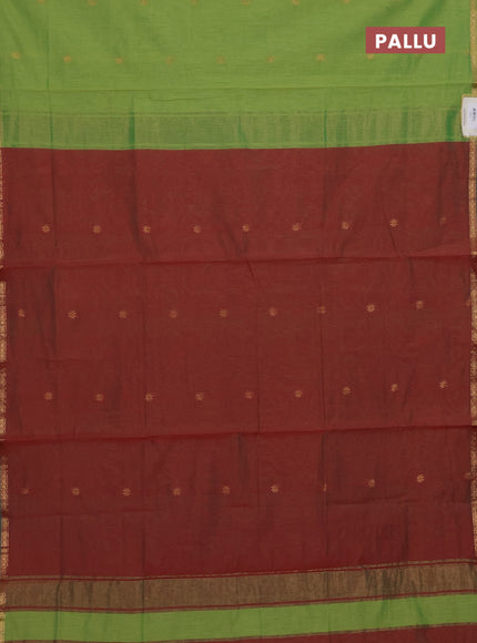 Maroon & Green Semi Maheshwari Cotton - Buttas