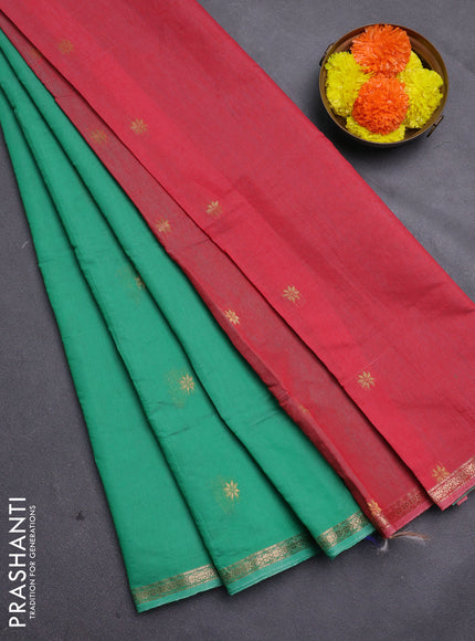 Maroon & Green Semi Maheshwari Cotton - Buttas