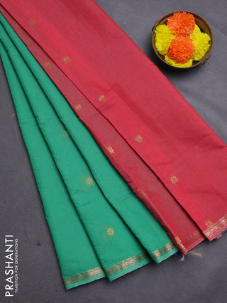 Maroon & Green Semi Maheshwari Cotton - Buttas