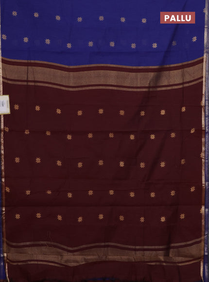 Blue & Maroon Semi Maheshwari Cotton - Buttas