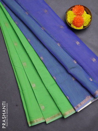 Green & Blue Semi Maheshwari Cotton - Buttas