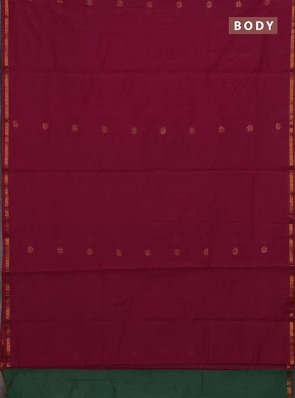 Maroon & Green Semi Maheshwari Cotton - Buttas