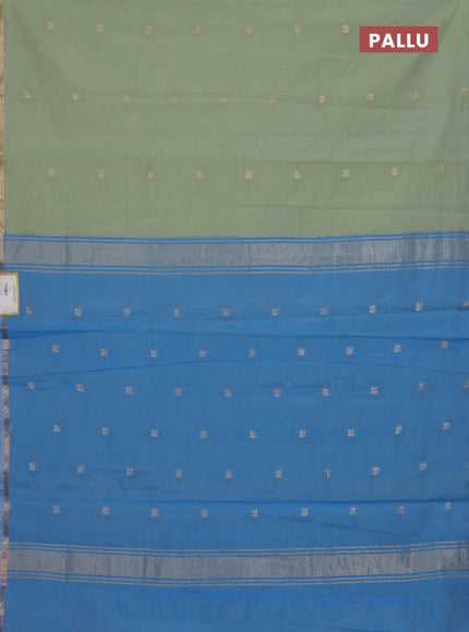 Elaichi Green & Cs Blue Semi Maheshwari Cotton - Buttas
