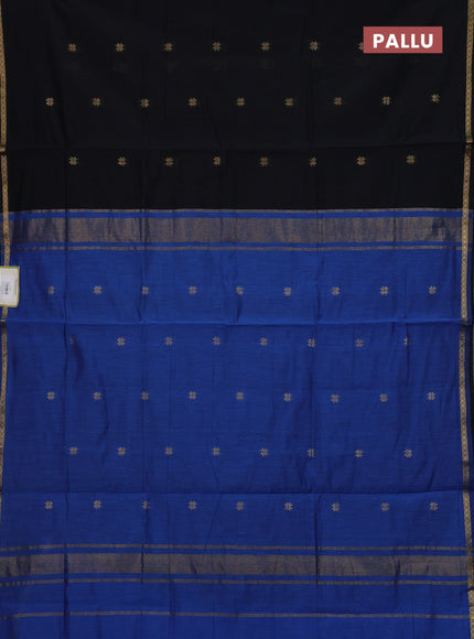 Black & Blue Semi Maheshwari Cotton - Buttas