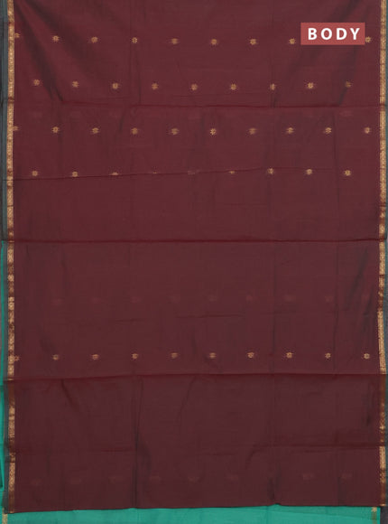 Maroon & Pastel Green Semi Maheshwari Cotton - Buttas
