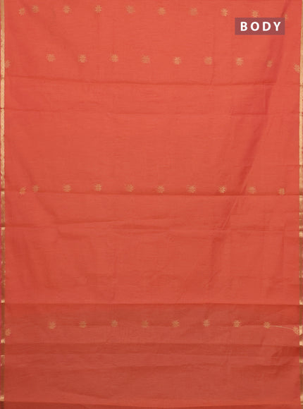 Peach Orange & Violet Semi Maheshwari Cotton - Buttas