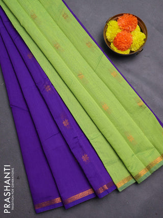 Violet & Green Semi Maheshwari Cotton - Buttas