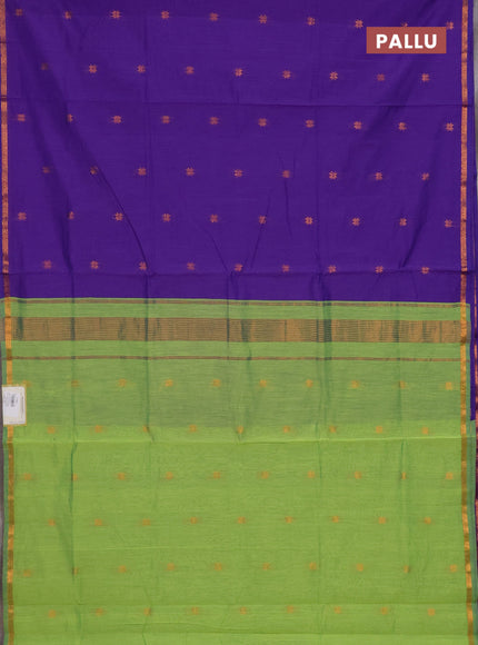 Violet & Green Semi Maheshwari Cotton - Buttas