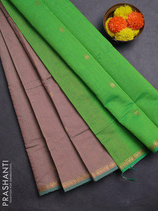 Peach & Green Semi Maheshwari Cotton - Buttas
