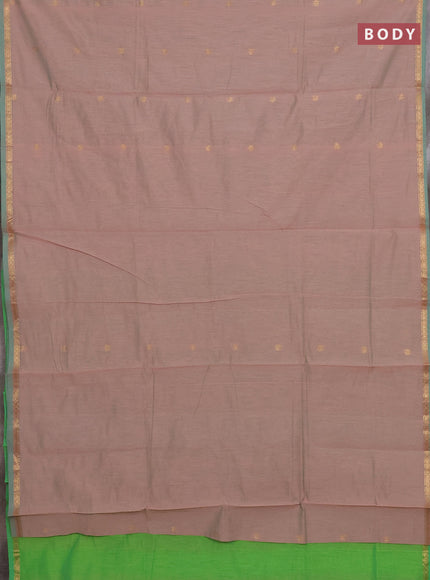 Peach & Green Semi Maheshwari Cotton - Buttas