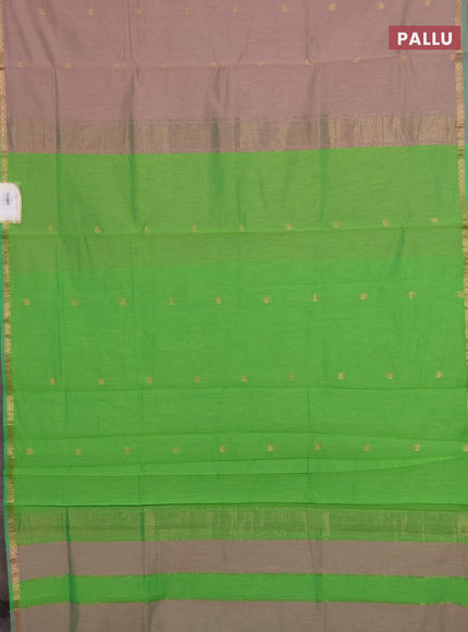 Peach & Green Semi Maheshwari Cotton - Buttas