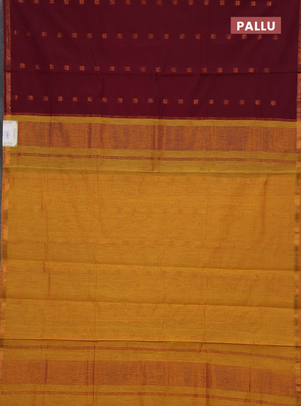 Maroon & Mustard Yellow Semi Maheshwari Cotton - Buttas