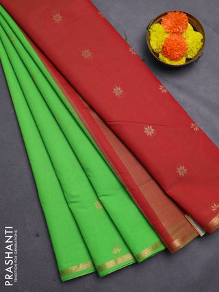 Green & Maroon Semi Maheshwari Cotton - Buttas