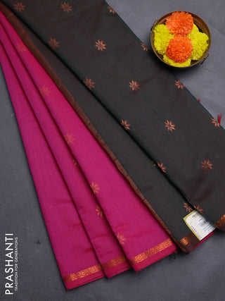Pink & Bottle Green Semi Maheshwari Cotton - Buttas