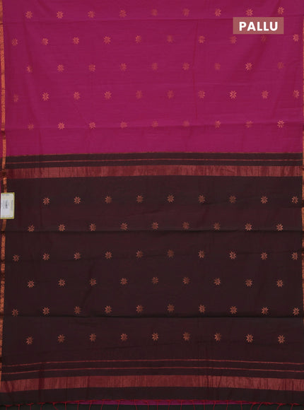 Pink & Bottle Green Semi Maheshwari Cotton - Buttas
