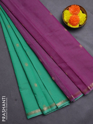 Purple & Green Semi Maheshwari Cotton - Buttas