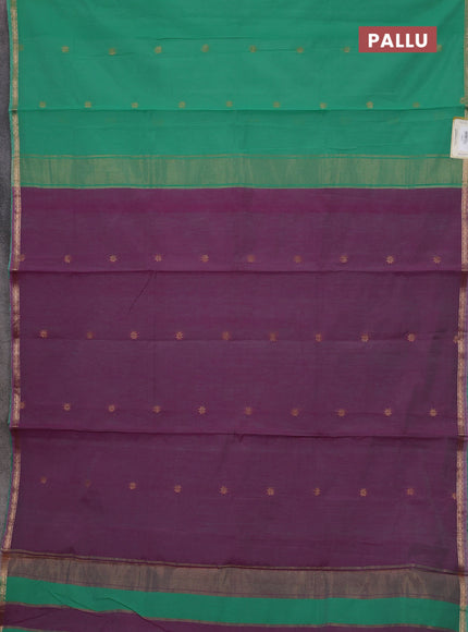 Purple & Green Semi Maheshwari Cotton - Buttas
