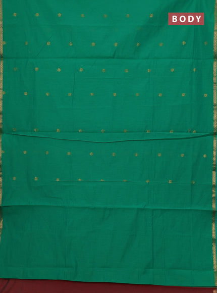 Maroon & Green Semi Maheshwari Cotton - Buttas