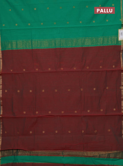 Maroon & Green Semi Maheshwari Cotton - Buttas